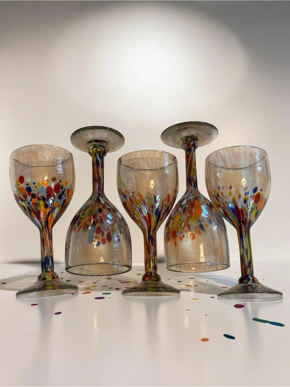 Hand Blown Pitcher & 5 Glasses
